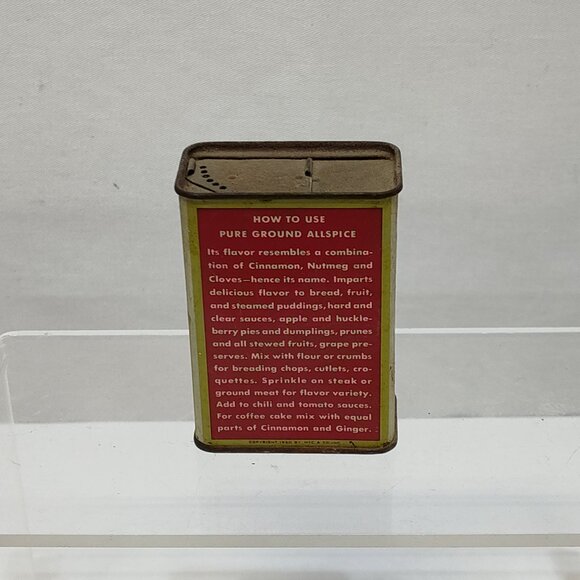 Schilling Allspice Pure Ground 2 Oz. Tin Can Container Vintage Kitchen Decor VTG - Picture 2 of 6